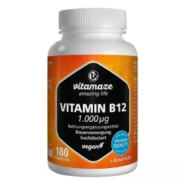 VITAMIN B12 1000 μg υψηλής δόσης vegan δισκία, 180 τεμάχια