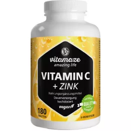 VITAMIN C 1000 mg υψηλής δόσης+ψευδάργυρος vegan δισκία, 180 τεμάχια