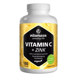 VITAMIN C 1000 mg υψηλής δόσης+ψευδάργυρος vegan δισκία, 180 τεμάχια