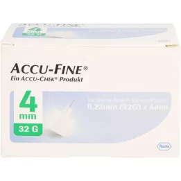ACCU FINE αποστειρωμένες βελόνες για στυλό ινσουλίνης 4 mm 32 G, 100 τεμάχια