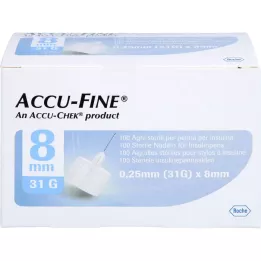 ACCU FINE αποστειρωμένες βελόνες για στυλό ινσουλίνης 8 mm 31 G, 100 τεμάχια