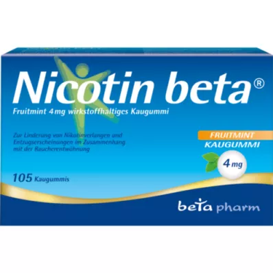 NICOTIN beta Fruitmint 4 mg τσίχλα που περιέχει δραστικό συστατικό, 105 τεμάχια