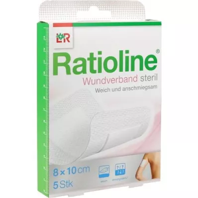 RATIOLINE Επίδεσμος τραύματος 10x8 cm αποστειρωμένος, 5 τεμ