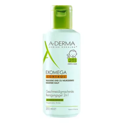 A-DERMA EXOMEGA CONTROL Gel καθαρισμού 2σε1, 200 ml