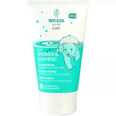 WELEDA Kids 2in1 Shower &amp; Σαμπουάν φρέσκιας μέντας, 150 ml