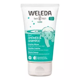 WELEDA Kids 2in1 Shower &amp; Σαμπουάν φρέσκιας μέντας, 150 ml