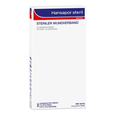 HANSAPOR Αποστειρωμένος επίδεσμος τραύματος 10x20 cm, 3 τεμ HANSAPOR Αποστειρωμένος επίδεσμος τραύματος 10x20 cm, 3 τεμ
