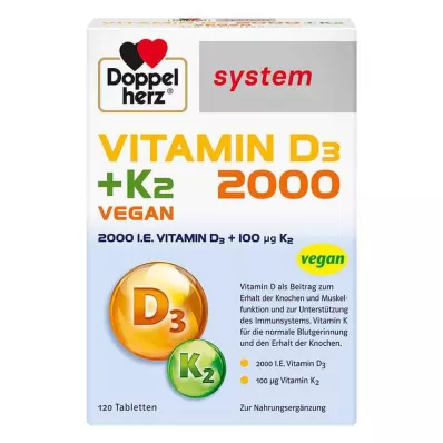 Doppelherz Vitamin D3 2000 + K2 δισκία συστήματος, 120 τεμ