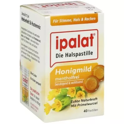 IPALAT Παστίλιες για το λαιμό μέλι ήπιες χωρίς μενθόλη, 40 τεμ
