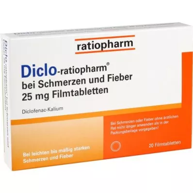 DICLO-RATIOPHARM για πόνο και πυρετό 25 mg FTA, 20 τεμάχια