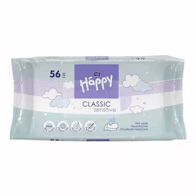 Μαντηλάκια Bella Happy Sensitive με κλείσιμο με κλικ, 56 τμχ