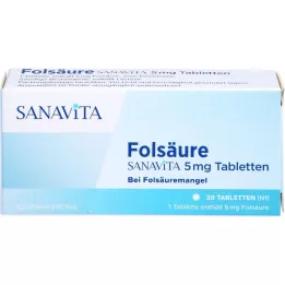 FOLSÄURE SANAVITA δισκία των 5 mg, 20 τεμάχια