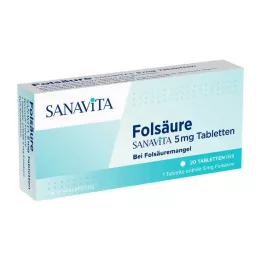 FOLSÄURE SANAVITA δισκία των 5 mg, 20 τεμάχια