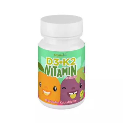 VITAMIN D3+K2 μασώμενα δισκία για παιδιά, vegan, 120 τεμάχια