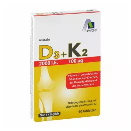 Βιταμίνη D3+K2 2000 I.U., 60 τμχ