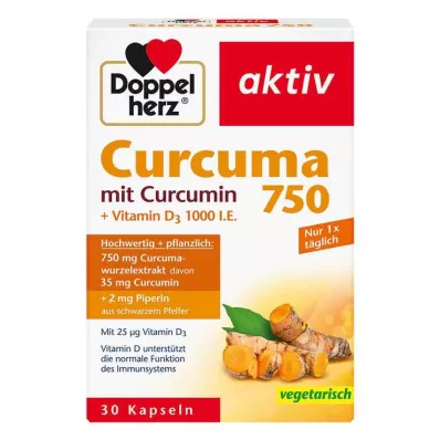 DOPPELHERZ Curcuma 750 κάψουλες, 30 κάψουλες