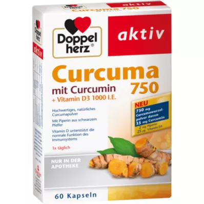 DOPPELHERZ Curcuma 750 κάψουλες, 60 κάψουλες