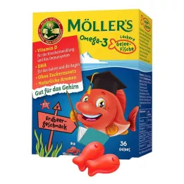 MÖLLERS Ωμέγα-3 ζελέ ψάρι φράουλα μασώμενα δισκία, 36 κάψουλες