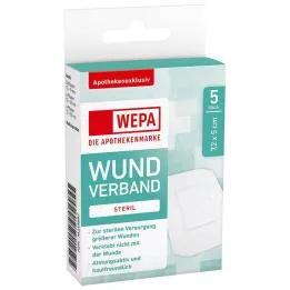 WEPA Επίδεσμος τραύματος 7,2x5 cm αποστειρωμένος, 5 τεμ