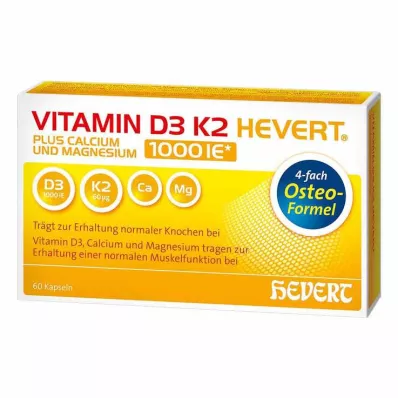 VITAMIN D3 K2 Hevert plus Ca Mg 1000 IE/2 κάψουλες, 60 τμχ