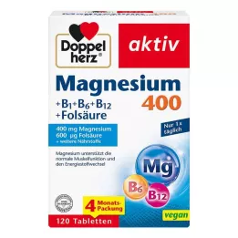 DOPPELHERZ Ταμπλέτες μαγνησίου 400+B1+B6+B12+Φολικού οξέος, 120 τεμάχια