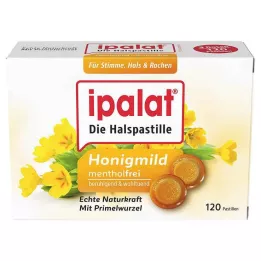 IPALAT Παστίλιες για το λαιμό μέλι ήπιες χωρίς μενθόλη, 120 τεμ