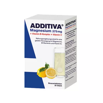 ADDITIVA Μαγνήσιο 375 mg+σύμπλεγμα βιταμινών Β+βιταμίνη C, 20X6 g