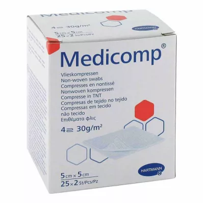 Medicomp fleece comp.αποστειρωμένο 5x5 cm 4 στρώσεις, 25x2 τεμ
