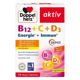 DOPPELHERZ Ενεργά δισκία B12+C+D3 Depot, 30 τεμάχια