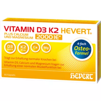 VITAMIN D3 K2 Hevert plus Ca Mg 2.000 I.U./2 κάψουλες, 60 τεμάχια