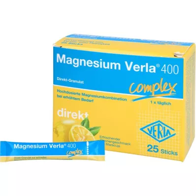 MAGNESIUM VERLA 400 κόκκοι απευθείας λεμονιού, 25 τεμάχια