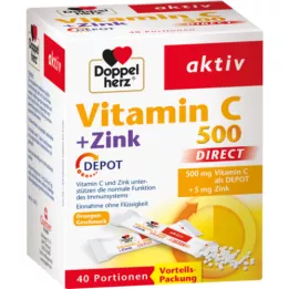 DOPPELHERZ Vitamin C 500+Zinc Depot DIRECT Pellets, 40 τεμάχια
