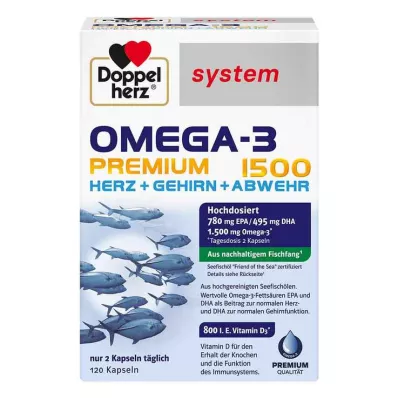 DOPPELHERZ Ωμέγα-3 Premium 1500 κάψουλες, 120 κάψουλες