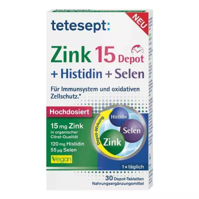 Tetesept Zinc 15 Depot + Histidine + Selenium επικαλυμμένα με λεπτό υμένιο δισκία, 30 τεμ