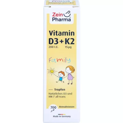 VITAMIN D3+K2 MK-7 όλα τρανς Οικογενειακή σταγόνα, 20 ml