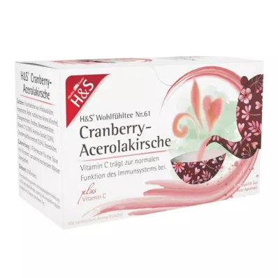 H&amp;S Cranberry acerola κεράσι με σακουλάκι βιταμίνης C, 20Χ2,8 γρ