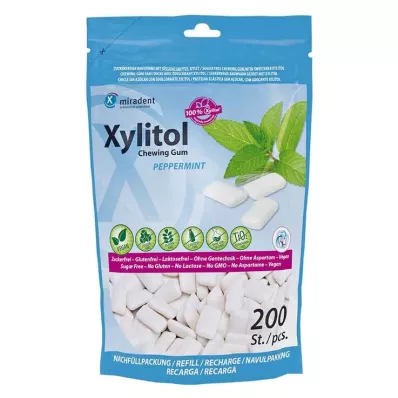 MIRADENT Xylitol οδοντιατρική φροντίδα τσίχλα μέντα, 200 τεμ