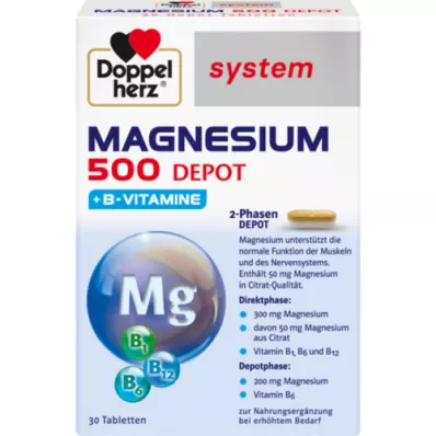 DOPPELHERZ Ταμπλέτες συστήματος Magnesium 500 Depot, 30 τεμάχια