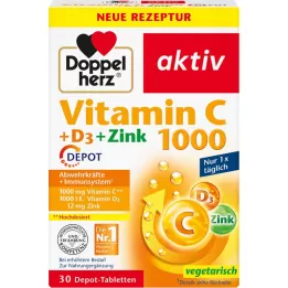 DOPPELHERZ Vitamin C 1000+D3+Zinc Depot Tablets, 30 κάψουλες