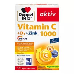 DOPPELHERZ Vitamin C 1000+D3+Zinc Depot Tablets, 30 κάψουλες