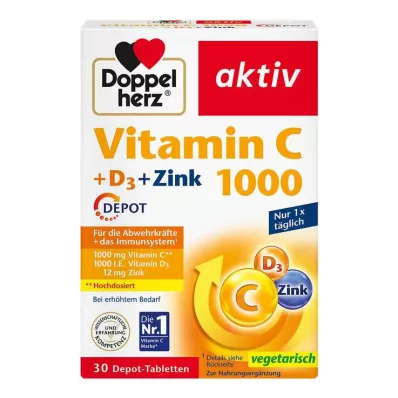 Doppelherz Vitamin C 1000 + D3 + Zinc Depot δισκία, 30 τεμ