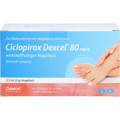 CICLOPIROX Dexcel 80 mg/g βερνίκι νυχιών που περιέχει δραστικό συστατικό, 3,3 ml