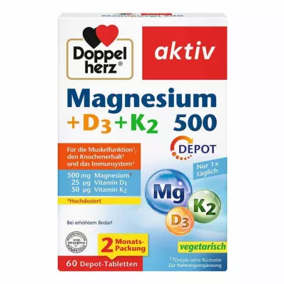 Ταμπλέτες Doppelherz Magnesium 500 + D3 + K2 Depot, 60 τεμ