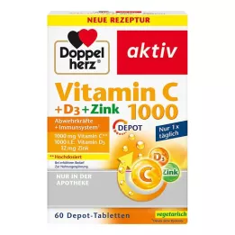 DOPPELHERZ Vitamin C 1000+D3+Zinc Depot Tablets, 60 κάψουλες