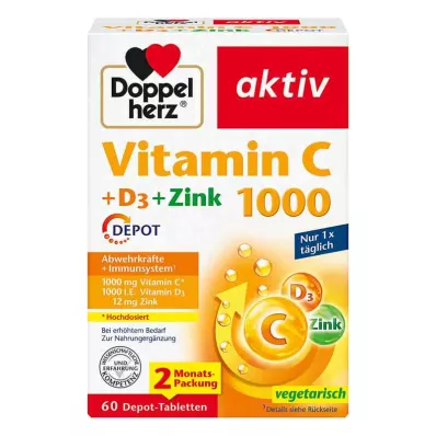 Ταμπλέτες Doppelherz Vitamin C1000 + D3 + Zinc Depot (60 τεμάχια)