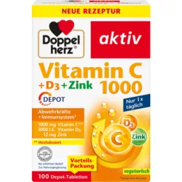 DOPPELHERZ Vitamin C 1000+D3+Zinc Depot Tablets, 100 κάψουλες
