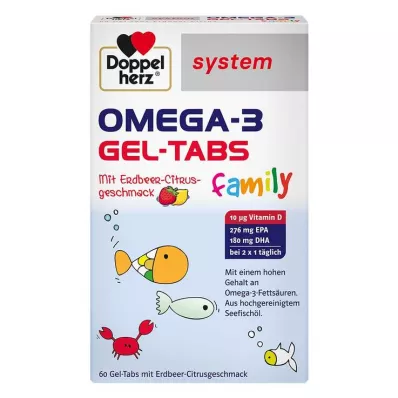 Σύστημα Doppelherz Omega-3 Gel-Tabs οικογένειας Strawberry Citrus, 60 τεμ