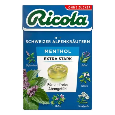 Ricola χωρίς κουτί ζάχαρης μενθόλη έξτρα δυνατά γλυκά, 50 γρ