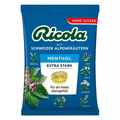 Σακουλάκι Ricola χωρίς ζάχαρη με εξαιρετικά δυνατά κουφέτα μενθόλης, 75 γρ