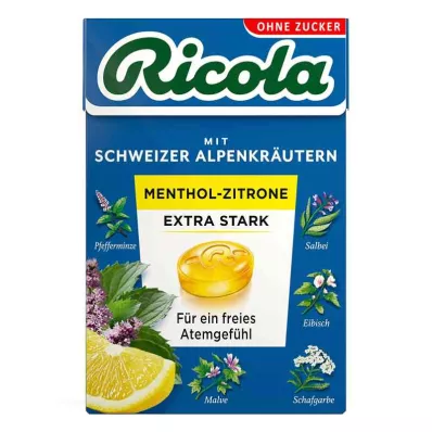 Εξαιρετικά δυνατά γλυκά Ricola χωρίς ζάχαρη κουτί μενθολολέμονο (50 γρ.)